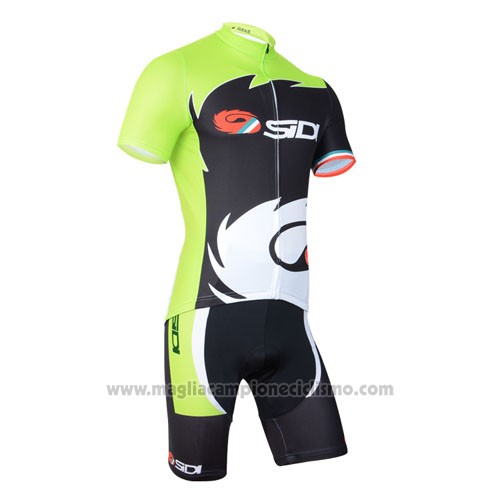 2014 Abbigliamento Ciclismo Castelli SIDI Nero e Verde Manica Corta e Salopette